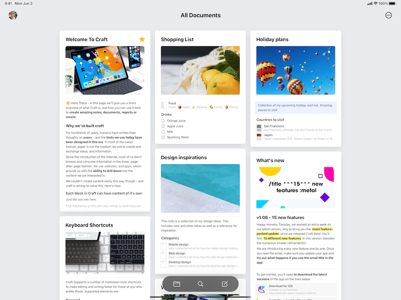 Craft ipad app